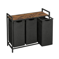Laundry Sorter with Shelf Industrial Basket Rustic for Bathroom