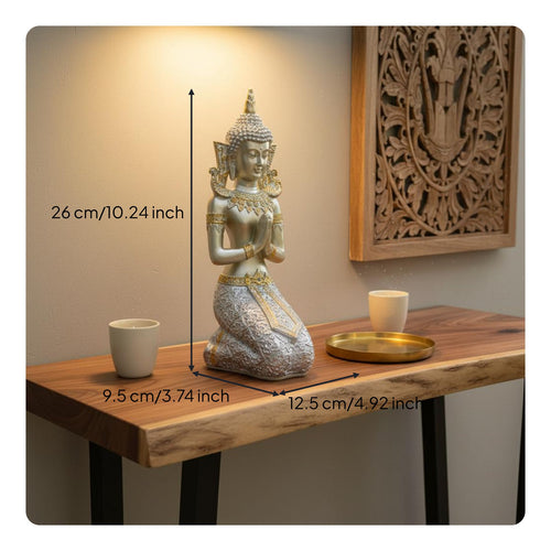 Thai Kneeling Maiden Figurine Welcome Gift Praying Lady Sculpture Resin Craft
