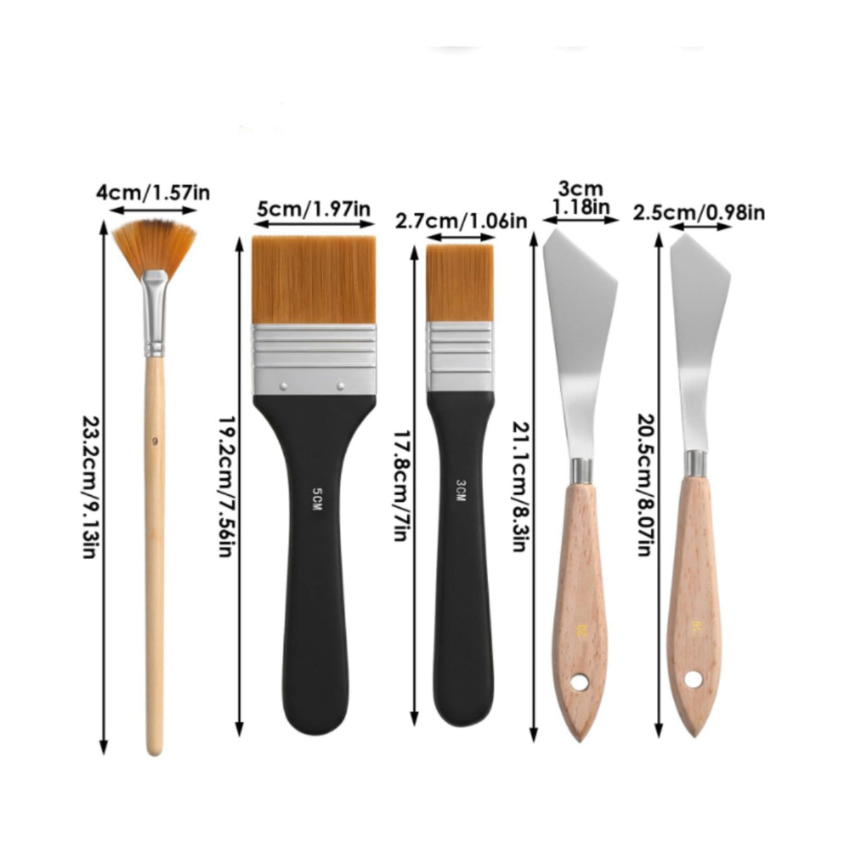5 Pieces Palette tool and Brush Kit Versatile Use Paint Brush and tool Set Art Supplies for Artists, Students