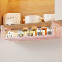 Cabinet and Cupboard Metal Hanging Rack for Kitchen Storage, Adjustable Shelf Organizer with Under Paper Towel Holder