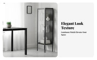 Narrow Fluted Glass Cabinet Lively Color choices Display Case Transparent Doors