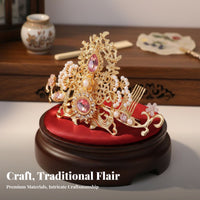 Traditional Chinese Attire Hair Crown Flower Pattern Traditional Chinese Headdress Chinese Hair Crown Antique Design Vintage