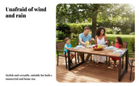 4-Person Slatted Table and Chair Combo Easy to Clean Patio Dining Set Umbrella Hole Included Stackable Chairs for Adults, Garden