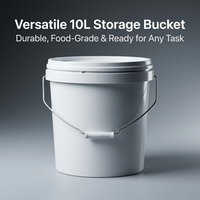 10L PP Bucket Lid, Heavy Duty Paint Storage Pail, Heavy Duty Bucket for Paint, L #variant:Off-white