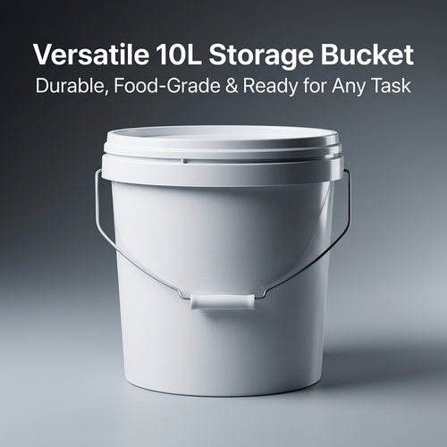 10L PP Bucket Lid, Heavy Duty Paint Storage Pail, Heavy Duty Bucket for Paint, L #variant:Off-white
