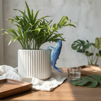 Resin Marine Mammal Sculpture Realistic Details Flowerpot Hugger Indoor Outdoor