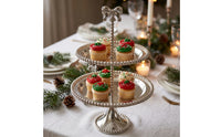 Tiered Stand with Mirrored Trays Ornate 2-Tier Dessert Stand Decorative Cupcake Display Display Stand for Party Hosts, Brides, Afternoon Tea