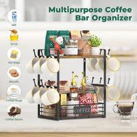 Hongkai 2-Tier Metal Desktop Storage Rack for Kitchen Coffee Bar and Mugs