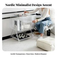 Transparent Ribbon Table Sculptural Design Nightstand Iridescent Finish