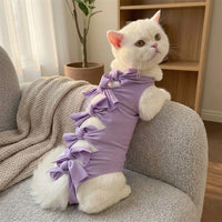 Cat Recovery Suit with Ties, Sleeveless Anti-Licking Design, Breathable Post Surgery Clothes, Adjustable Strap Spay Recovery Suit for Home Care