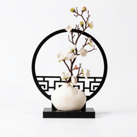 Artificial Plum Blossom Branches, Realistic Silk Flowers for Vase Arrangements, White Pot, Home Decor, Tea Room Table Centerp