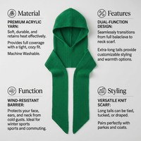Hooded Scarf Hat, Women's Imitation Cashmere Blend, Warm Knit Scarf Hat, Winter  #variant:['Green']
