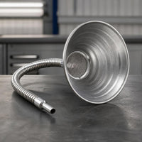 Galvanized Steel Funnel with Flexible Hose Wide-Mouth Metal Funnel with Filter Heavy-Duty Difficult-to-Reach for Mechanics, Garage