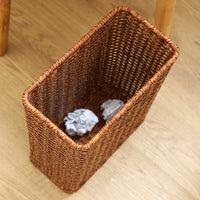 Rattan-Style Plastic Wastebasket for Living Room and Bedroom