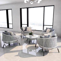 Nordic Outdoor Rattan Sofa Set with Coffee Table