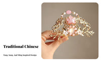 Traditional Chinese Dress Hair Crown Elegant Design Butterfly Flower Tiara Details Traditional Chinese Dress Hair Ornament for Women, Cosplayers