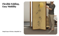 Modern Chinese design Multi-Panel Folding Screen serene Inspired Design 4-Panel Divider Foldable Room Partition Movable for Apartment Dwellers, Interior Designers, Dorm Residents, Entrypath, Bedroom