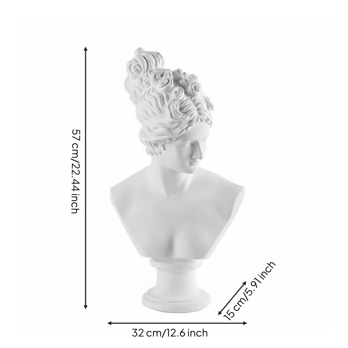 Resin Bust Figurine Handcrafted Look Deity Bust Minimalist Art Display Sculpture for Art Classroom