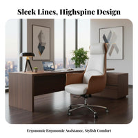 Highspine Rolling Armchair Ergonomic Design Office Furniture Height Adjustable Thick Padding for Managerials, Conference Room