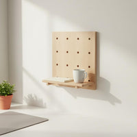 Wooden Pegboard Organizer Solid Wood Wall Mounted Pegboard Shelf Versatile Design Decorative Hole Board for Students, Entryway, Office