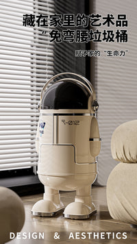 Modern Minimalist Astronaut Trash Can with Slide Lid, Large Capacity, Dual Buckets, PP Material