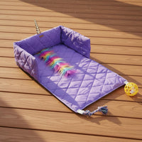 Crinkle Paper Bolstered Pet Mat with Toys Chew-Resistant Rope Interactive Pet Play Mat Non-Slip Bottom Dog and Cat Activity Bed Creature Themed for Kittens