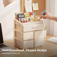Multi-Compartment Storage Box Space-Saving Stationery Holder for Desk, Dorm Room