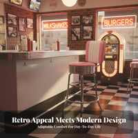 Retro Eatery Stool Backrest Assist Counter Chair With Footrest Upholstered Pad for Adults, Kitchen Island, Dining Room