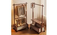 Clothes Rack with Storage Bin Freestanding Garment Rack with Shelves Mobile for Students, Renters, Bedroom, Dorm Room, Entryway