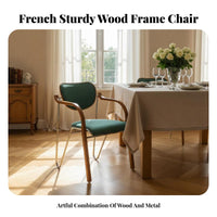 Curved spine supportrest Armchair Wabi-Sabi aesthetic Dining Chair Padded Seat Minimalist for Homeowners, Home Office