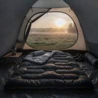 Quilted Double Sleeping Bag Insulated Sleeping Bag with Hood Heavyweight Bedding Roomy for Tent Stays