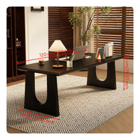 Solid Wood Dining Table Rectangular Table Household Furniture Kitchen Table Modern Minimalist Desk Thick Wood Slab Surface with U Shaped Legs Suitable for Dining Room Home Office Meetings