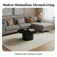 2 Pieces Round Nesting Table Set Minimalist Design Living Room Furniture Snug Design Non-Slip Feet for Renters, Office, Bedroom