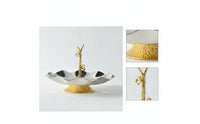 Decorative Tray with Pedestal Textured Bowl Silver for Home Decorators, Hosts