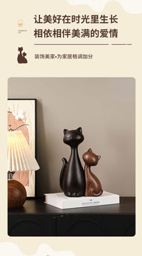 Vintage Couple Cat Figurine Ceramic Ornament