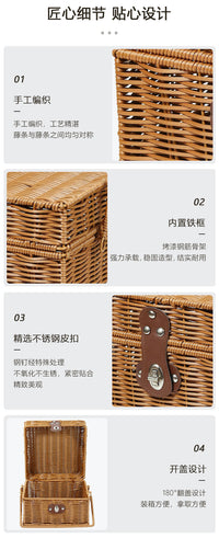 新款复古仿藤箱 藤编野餐篮储物箱拍摄道具手工藤编礼品箱野餐篮