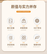 书包置物架可移动小推车书本收纳架神器家用多层学生放书包滑轮柜 灰白色-三层【1高+2矮】升级带轮可拆卸