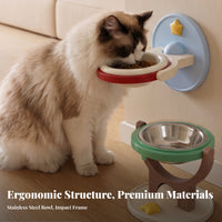 Rust-Resistant Wall-Mounted Pet Bowl Space-Saving Feeder Easy to Clean for Cats, Small Dogs, Young Dogs, Kitchen, Apartment