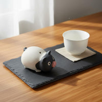 Zisha Clay Tea Pet Handmade Tea Tray Pig Figurine for Office Desk