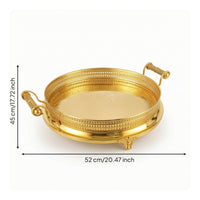 Decorative Metal Tray Gold-Tone Metal Serving Tray Shallow for Tea Service