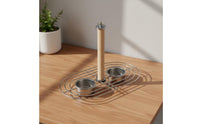 No-Mess Design Anti-Splash Bird Food Holder Easy to Clean Bird Perch with Food Bowls Long-Lasting Materials Hanging Parrot Feeder 360° Rotating for Cockatiels, Lovebirds, Small Parrots