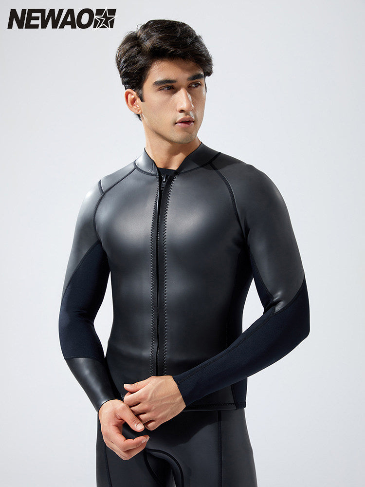 newao2.5mm男士冲浪夹克分体长袖浮潜深潜保暖防寒防晒潜水服套装