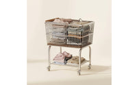 Rolling Laundry Cart Two-Tier Laundry Basket Cart Mesh for Bathroom, Bedroom