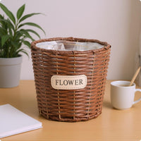 Imitation Rattan Pot Rustic Style Home Decor Long-Lasting for Tabletop