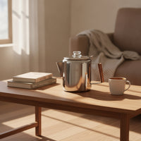 Coffee Pot with Strainer Stainless Steel Coffee Pot with Wooden Handle Heat-Resistant for Kitchen