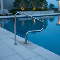 Swimming Pool Handrail with Base Plate Stainless Steel Swimming Pool Handrail Floor-Mounted Hardware for Swimmers, Elderly