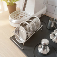 Coffee Container Stand with Espresso Filter Basket Holder Functionality Stainless Steel Organizer Rack for Portafilter and Dosing Funnel Minimalist Space Saving Suitable for Modern Home Kitchens