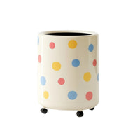 Trash Bin with Wheels Cylindrical Wastebasket Sturdy for Bathroom
