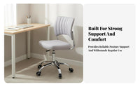 Armless Swivel Task Chair Padded Cushion Armless Rolling Chair Compact Design