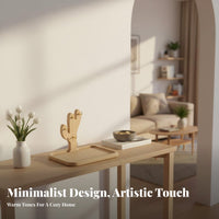 Solid Wood Wooden Key Holder Stand Multi-Purpose Desktop Organizer with Key Hooks Spacious Tray-All for Nightstand, Office